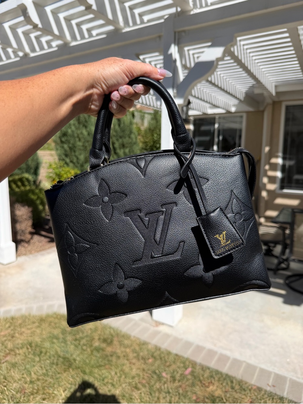 NEW LV Print Black Empreinte Monogram Palais Embossed Shoulder Bag Gold - Picture 2 of 11